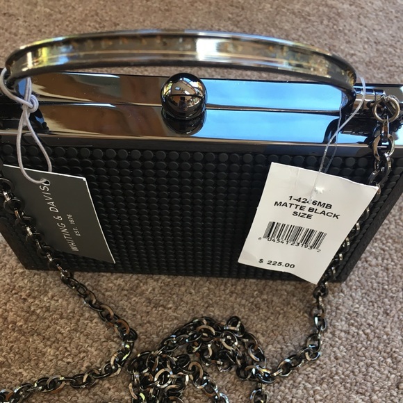 Whiting & Davis clutch black metal mesh NWT - Picture 2 of 5